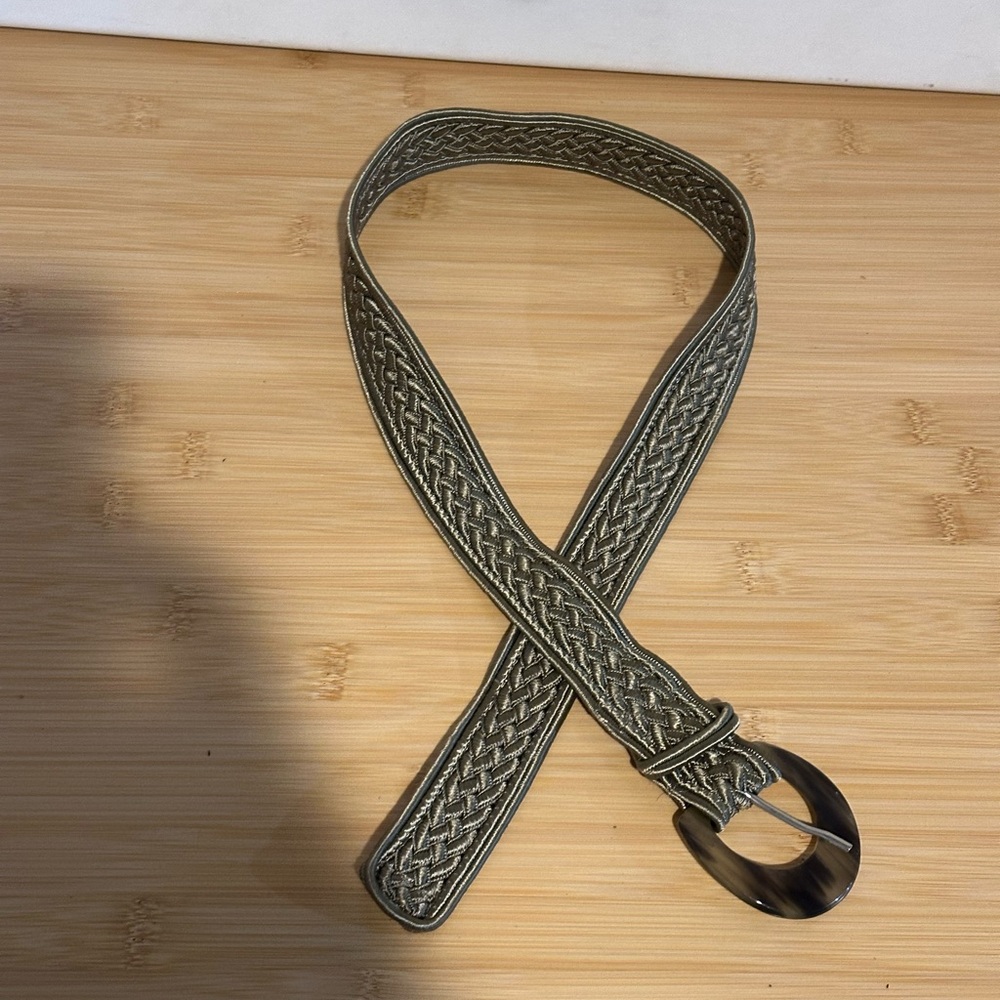 Collezione New York Braided Sage Belt with Horn Buckle